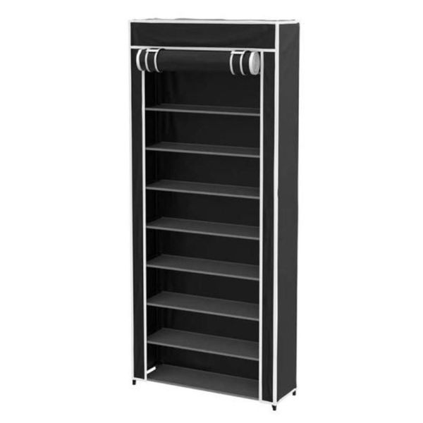 9 Tier Non-Woven Shoe Stand-Black