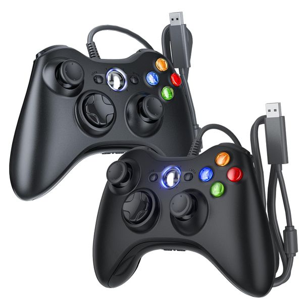 2 Pack Replacement Compatible with Xbox 360 Controller Wired,with Game Console and PC
