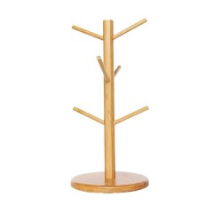 Ten-Tech Bamboo Mug Organizer Rack with 6 Hooks Cup Drying Stand