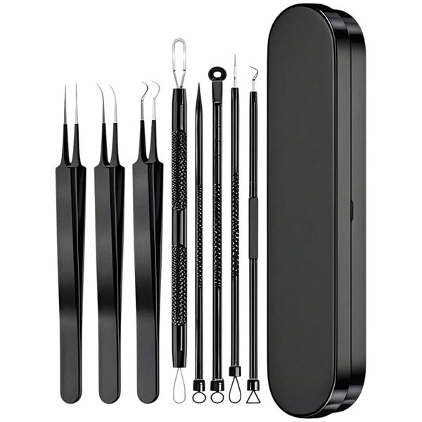 Blackhead &amp; Acne Removal Tool Kit - Stainless Steel Set with Storage Case