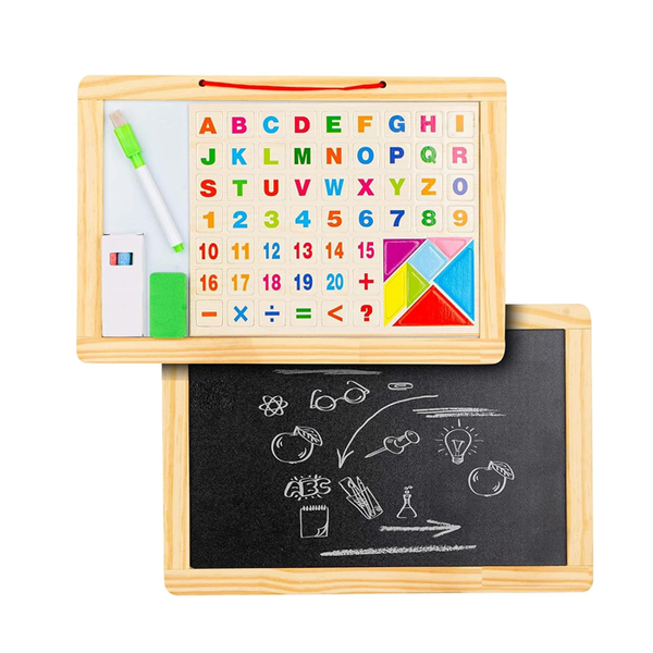 Kids Educational Double-Sided Magnetic White Board &amp; Black Board