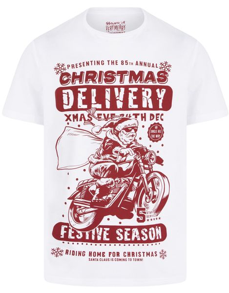 Tokyo Laundry Men's - Christmas Delivery Motif Novelty T-Shirt White - (Parallel Import)