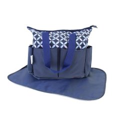 Multi-Functional Baby Diaper Bag with Changing Mat - Navy Blue Organizer