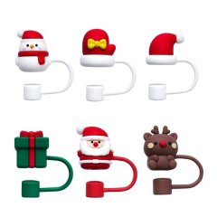 Animal Shaped Straw Cover for Christmas Gifts Party Decor - 6 Piece