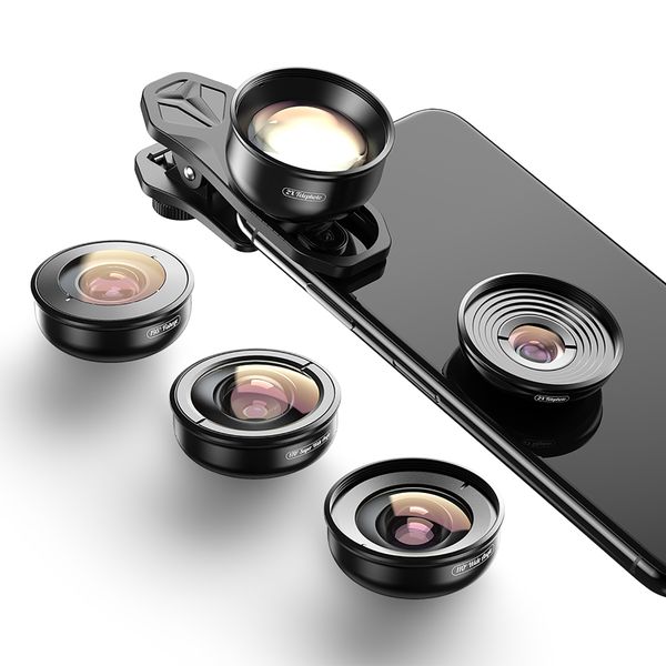 APEXEL 4K HD 5 in 1 Mobile Phone Camera Lens Kit