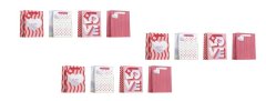 x12-Piece Mixed Colour Hearts, Love Gift Bag Set - 26 × 32 × 12.5cm.