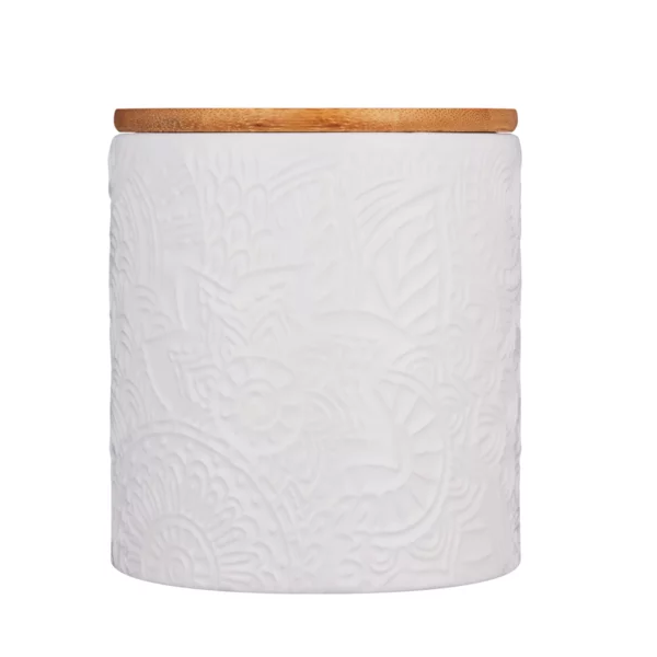 Medium Embossed Ceramic Canister