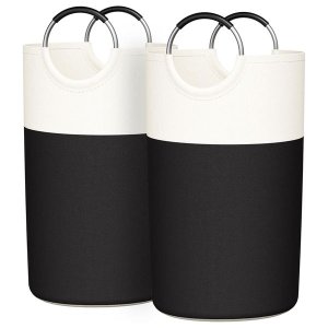 2 piece Laundry Baskets Collapsible Laundry Hamper Large Freestanding 82L