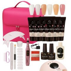 60-Piece Poly Acrylic Gel Nail Kit SUNX28 72W &amp; SUN Mini Pink Carry Case