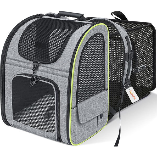 TopikaPet Cat Backpack Carrier, Expandable Travel Bag with Mesh Panels