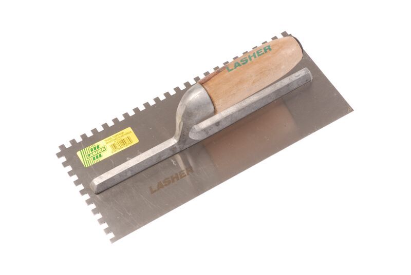 Lasher - Tilers Trowel With Wooden Handle 6 X 6 X 6 Notched