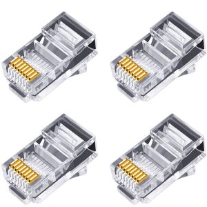 100Pcs RJ45 Connector 6U Gold Plated Pass Through Ethernet Cables