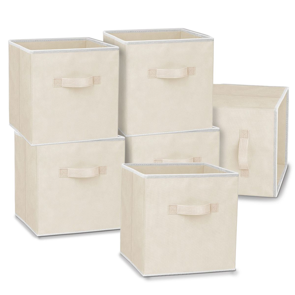 Collapsible Double Handle Non-woven Drawer Organiser Storage Boxes 6-Set of