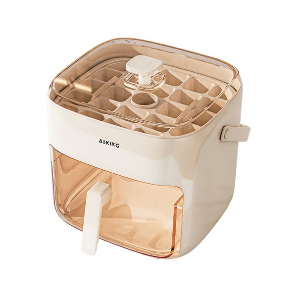 Double Layer Press-Type Ice Cube Tray with Storage Container , BPA-Free