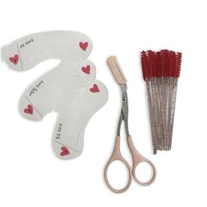 10 Lash Brush Mascara Wands and Eyebrow Shaper and Trimming Scissors DPink