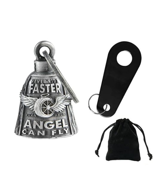 Silver Motorcycle Bell-Guardian Angel Drive Away Gremlin,Key Chain For Luck