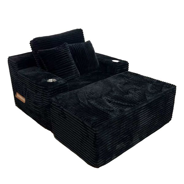 Lomansa Oversized Chaise Lounge Sofa Upholstered Lounge Chair with 3 Pillow