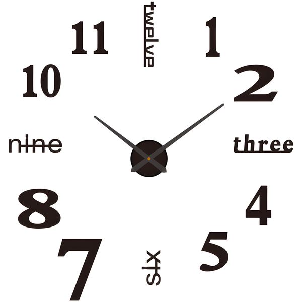3D Wall Clock Frameless DIY Wall Clock Mirror Stickers Decorative Clock