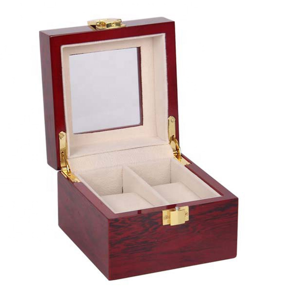 Jack Brown Luxury 2-Slot Wooden Watch Display Box - Red