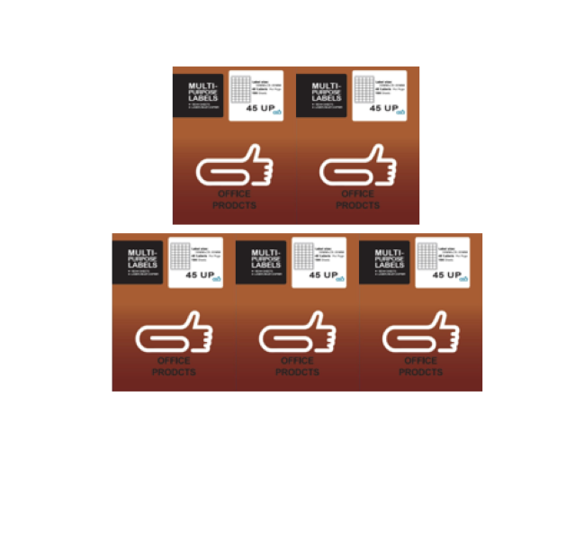45 Up Labels Self Adhesive A4 Size - 100 Sheets - The Clip-Bundle (5 Packs)