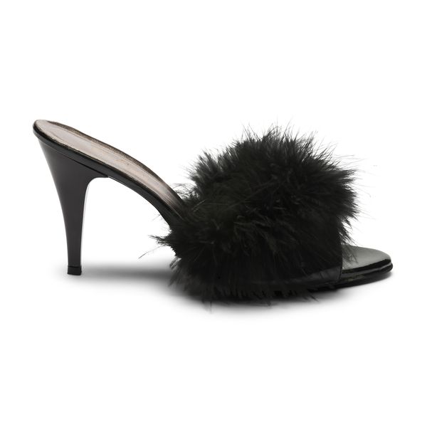 Tulips - High Heel Slippers With Marabou Feather Trim