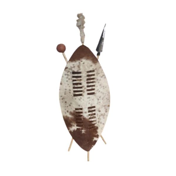 90cm Genuine Cowhide Zulu Shield with Spear and Knobkerrie