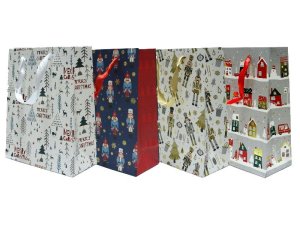 4PC Small Christmas Gift Bags - 4 Assorted Designs, 18x8x23cm