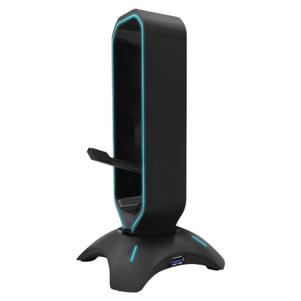 TILTED NATION Gaming Headset Stand with RGB and USB 3.0 (Black)