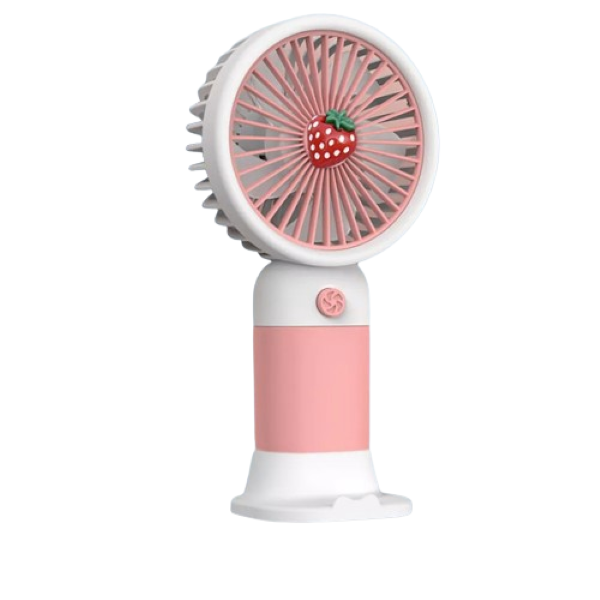 Portable Rechargeble Cute Design Desk Cooling Face Fan (Strawberry). bt