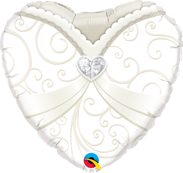 Qualatex 18 Inch Foil Heart Wedding Gown Balloon 1pack