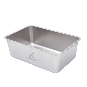 WigWagga - Stainless Steel Cat Litter Box With High Sides 44cm - Silver