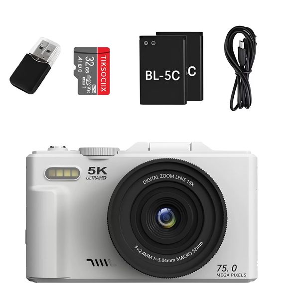 5K Digital Camera for Photography, Autofocus 75MP WiFi Vlogging ,