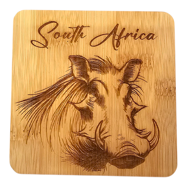Gift Emporium South Africa Warthog Bamboo Coaster - with Bottle Opener