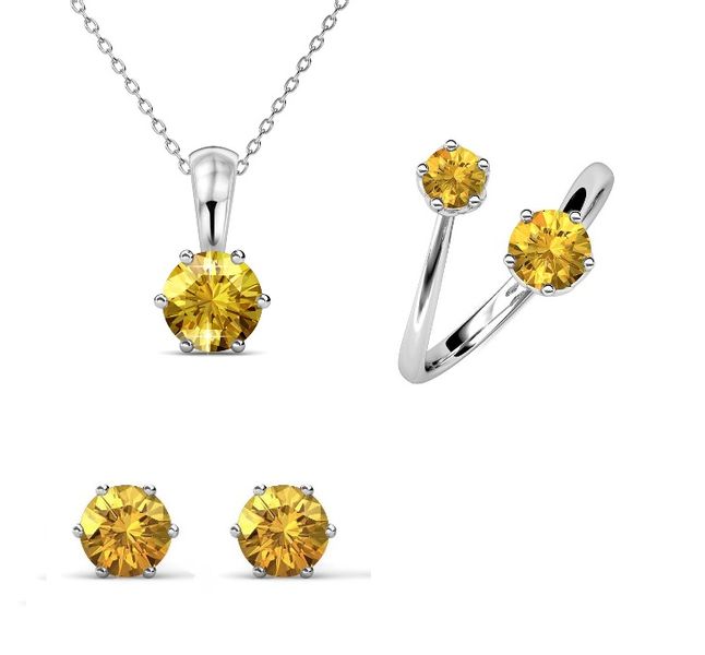 Crystalize 925 Silver November Birthstone Set with Swarovski Crystals