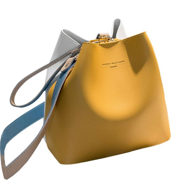 Large Capacity Women Fashion PU Leather Bucket Shoulder Bag