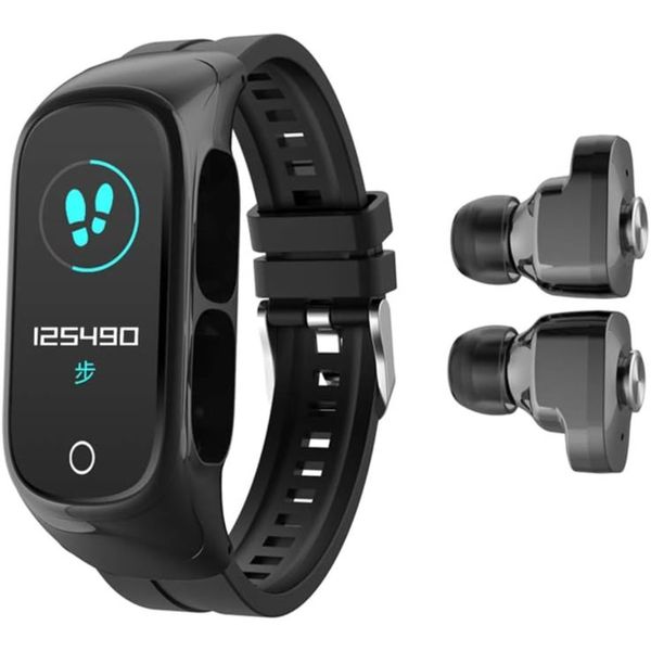 N8 2-in-1 Smart Watch With TWS Earphones-Silicone Ban