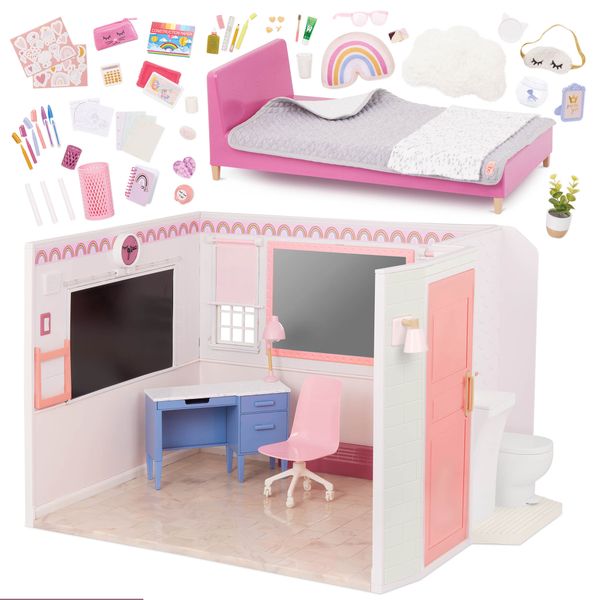 Our Generation 18-Inch Doll Bedroom Playset with Accessories - Room to Dream