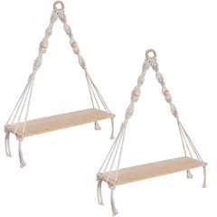 2 Pieces Handmade Macrame Shelf for Hanging Plants and Decor