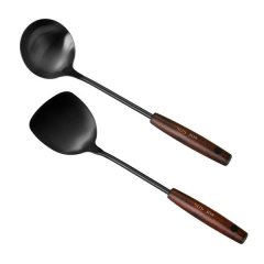 Wok Spatula and Ladle,Skimmer Ladle Tool Set, 14 Inches Spatula for Wok, 30