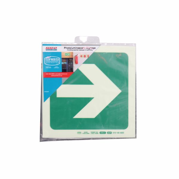 Parrot Products Photoluminescent Safety Sign E21 Arrow Right (19cm)