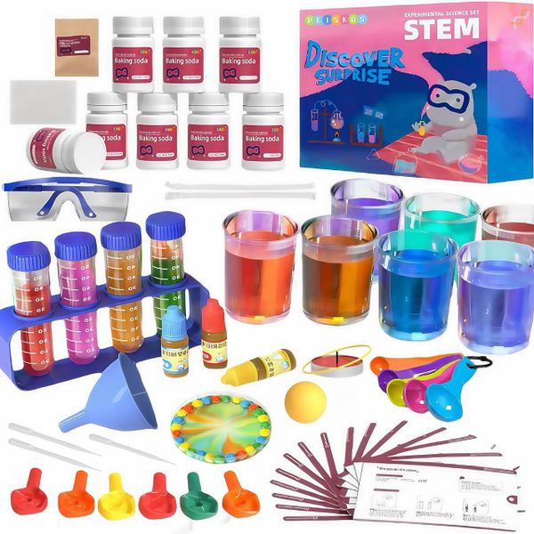 PEISKOS 63PCS Science Experiments Chemical Toys Kit for Kids Age 6+