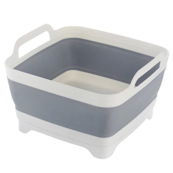 Dish Basin Collapsible with Drain Plug Carry Handles for 9L Large Capacity