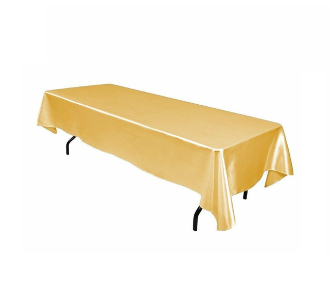 Gold 10 Seater Rectangular Satin Tablecloth