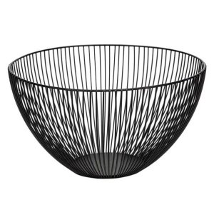 Round Matte Black Metal Fruit Basket