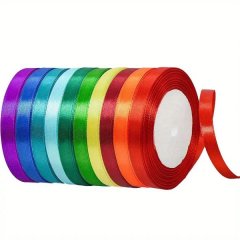 Rainbow Satin Ribbon Set Double-Sided Solid Ribbon for Gift Wrapping Crafts