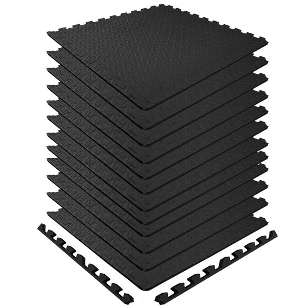 Anchor 12 Pack Interlocking Floor Mats Non Slip 1cm Thick Protective Tiles
