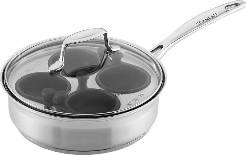 Scanpan - Egg Poacher Set Stainless Steel Pan with 4 Cups &amp; Glass Lid