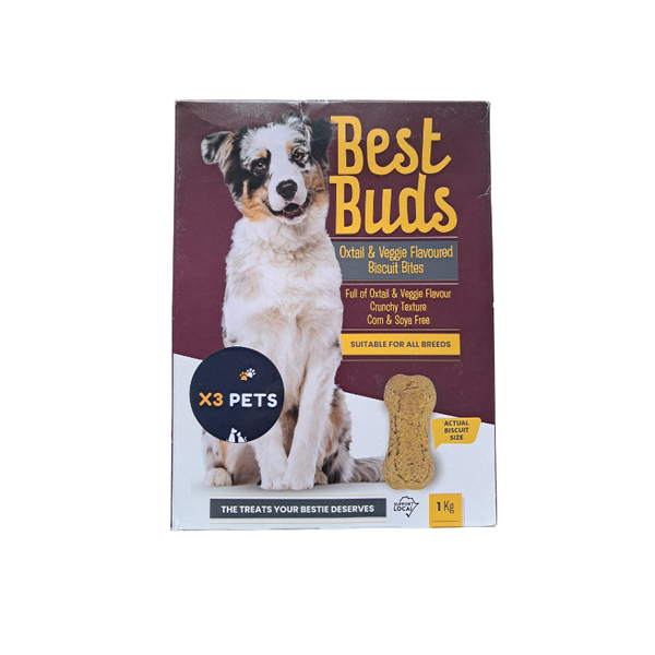 Oxtail &amp; Veggie Flavoured Biscuit Bites Dog Treats - 1kg Biscuits Box