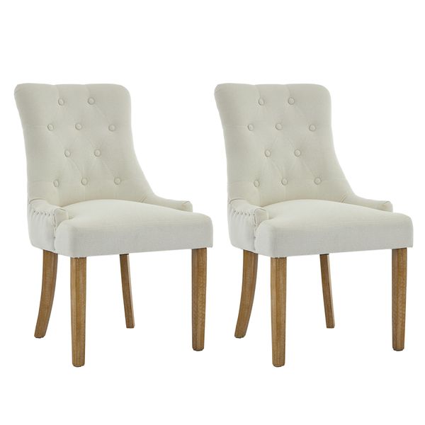 Dining Chair,Wood Leg,Linen-Set of 2