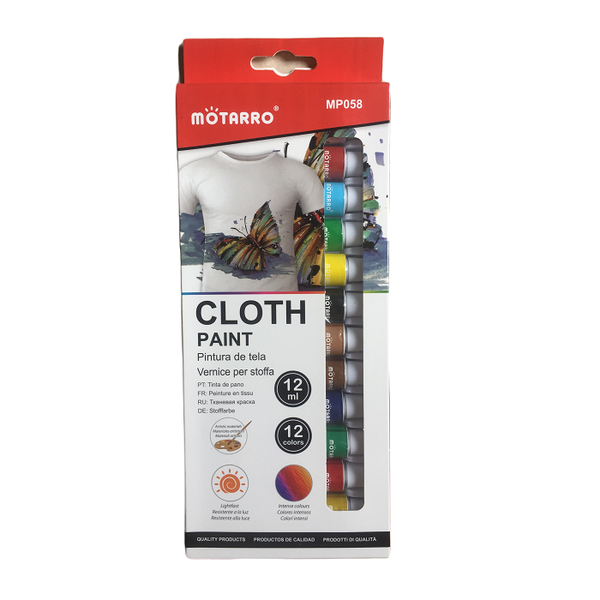 MOTARRO Painting Set 12 Colour x 12 ml Tubes Clothing Canvas Arts Crafts
